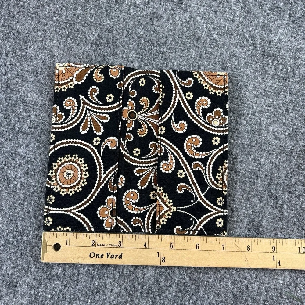 Y2K  Vera Bradley Checkbook Wallet Black Brown Paisley Boho Preppy‎